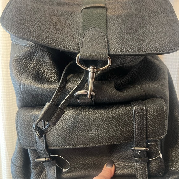 NWT Authentic Coach Bleecker Backpack Pebble black - Picture 4 of 15